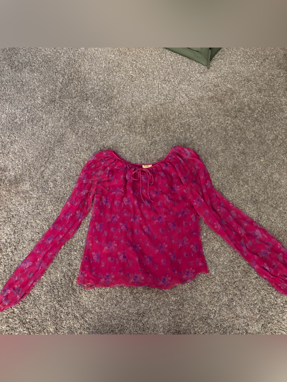 Silks by Jivan Floral Tie-Neck Long Sleeve Blouse - Pink